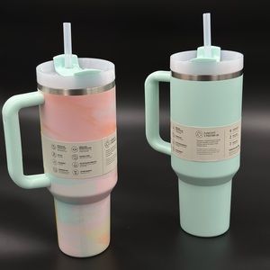 Stanley Cup Serene Brushstrokes & Clean Slate Mint both are 40oz